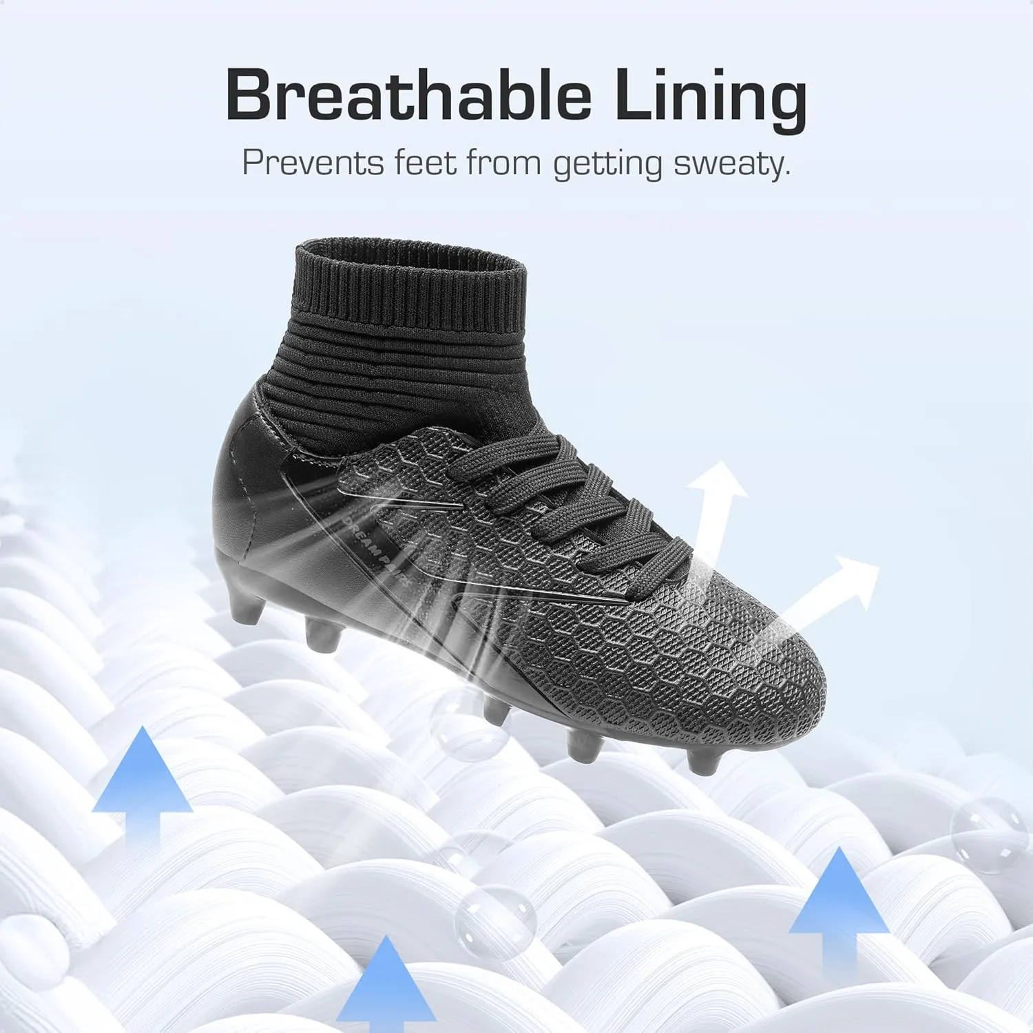 DREAM PAIRS Boys Girls Soccer Cleats Youth Firm Groud Outdoor Sport Athletic High Top Football Shoes for Little/Big Kid