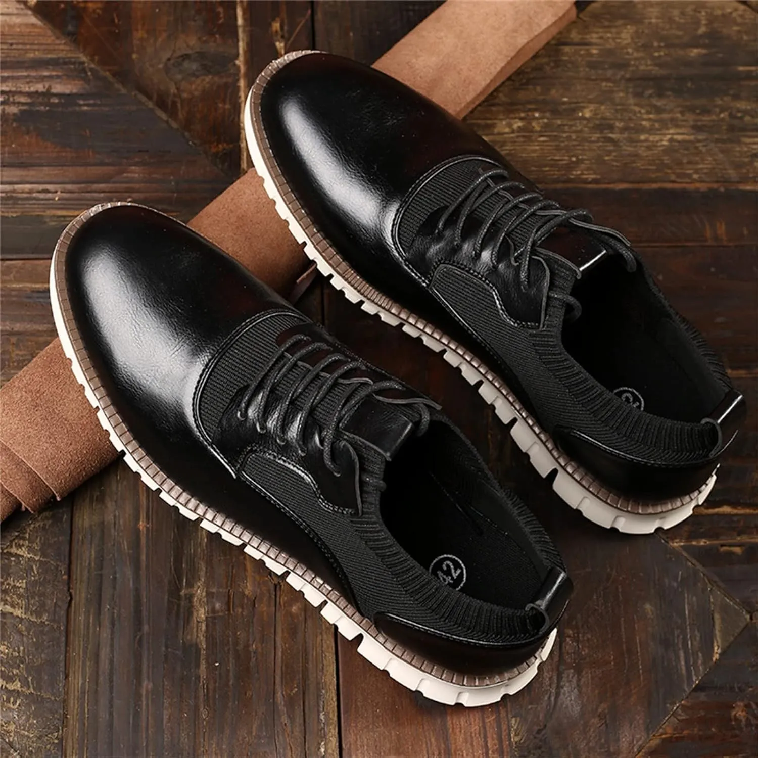 Dress Shoes for Men Fashion Loafer Brown Classic Style Men Lace Up Vintage Leather Shoes Business Casual Shoes RoundToe Leather Shoes Business Shoes for Men Slip On