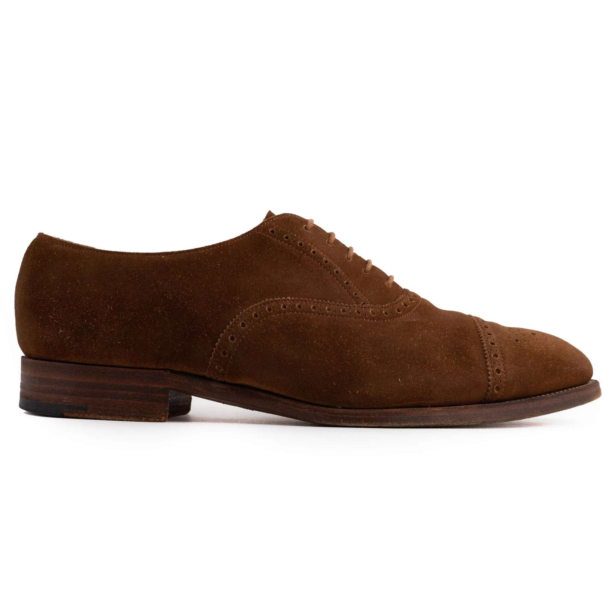 EDWARD GREEN "Asquith" 888 Brown Suede Cap Toe Oxford Shoes 6.5 US 7-7.5