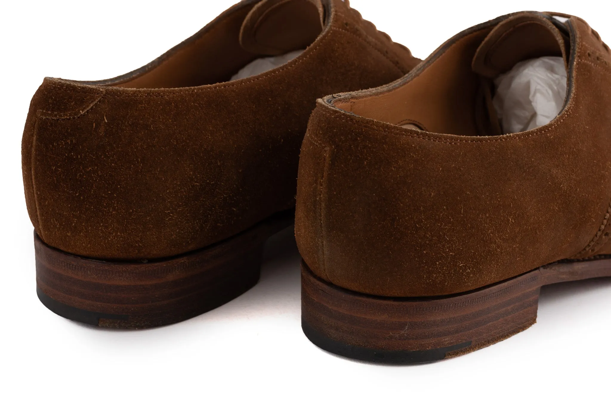 EDWARD GREEN "Asquith" 888 Brown Suede Cap Toe Oxford Shoes 6.5 US 7-7.5