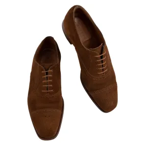 EDWARD GREEN "Asquith" 888 Brown Suede Cap Toe Oxford Shoes 6.5 US 7-7.5