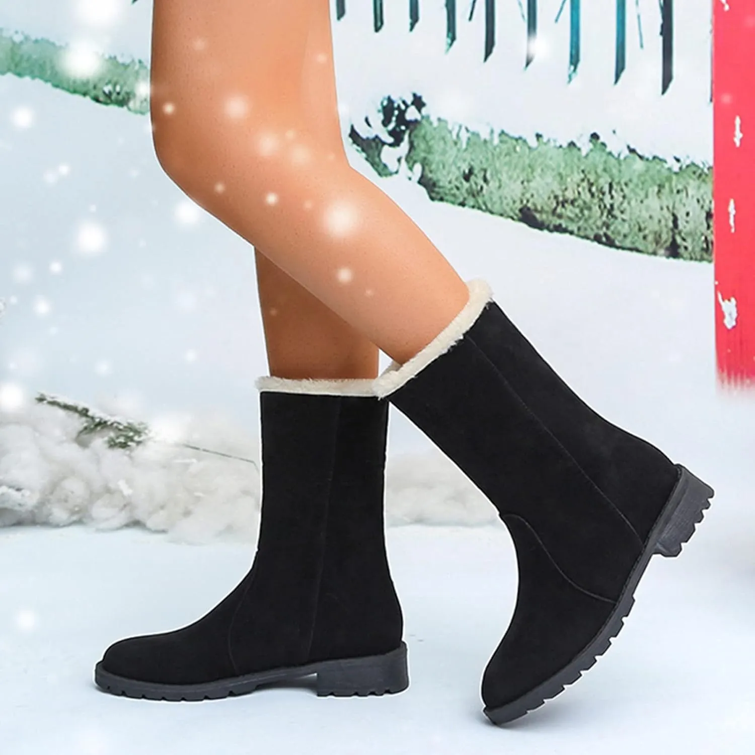 Fall Winter Boots for Women 2024 Botas De Nieve Para Hombre Womens Slip On Boots Pink Fuzzy Boots Winter Brown Fur Boots for Women Waterproof Deals Cheap