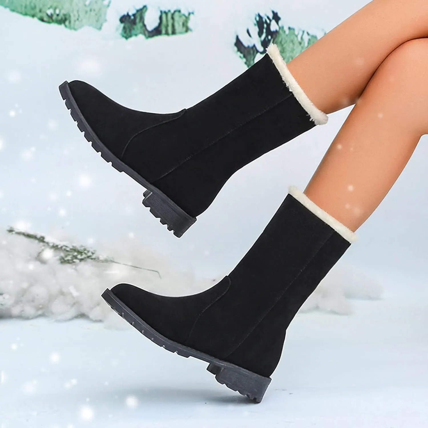 Fall Winter Boots for Women 2024 Botas De Nieve Para Hombre Womens Slip On Boots Pink Fuzzy Boots Winter Brown Fur Boots for Women Waterproof Deals Cheap