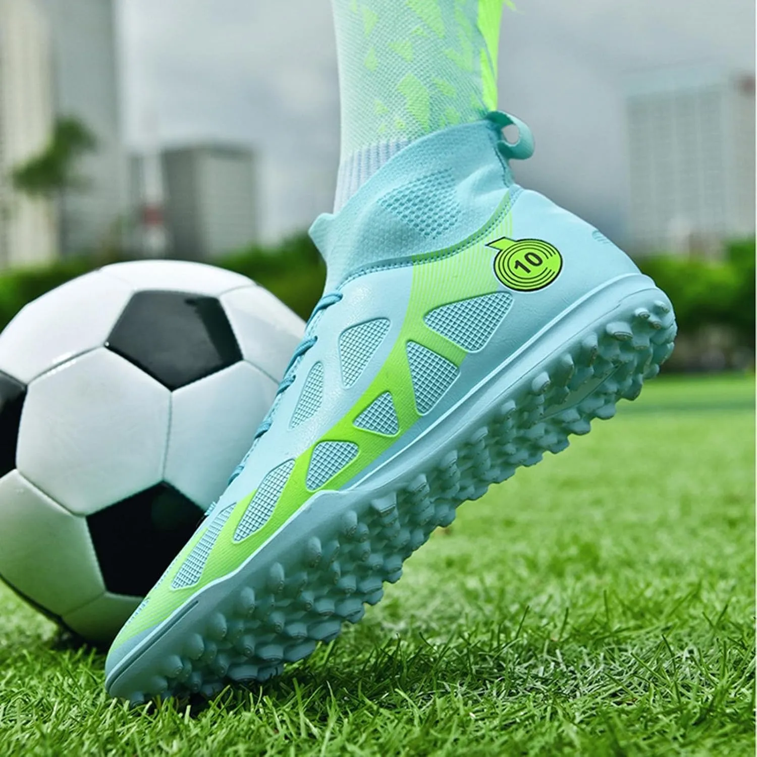 Firm Ground Soccer Cleats Youth, Football Cleats Lightweight Training, Outdoor Shock Resistant Athletic Sneaker