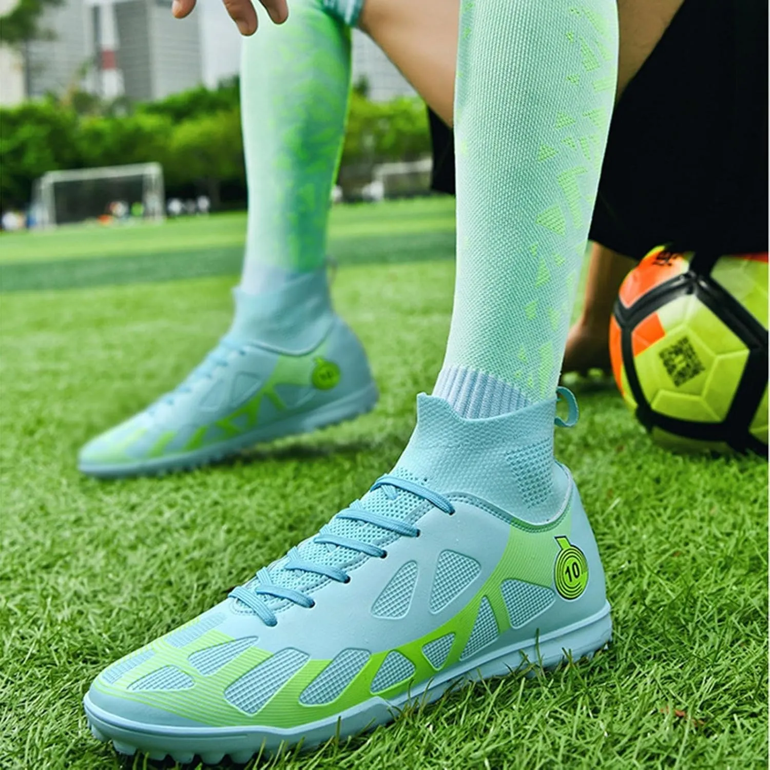 Firm Ground Soccer Cleats Youth, Football Cleats Lightweight Training, Outdoor Shock Resistant Athletic Sneaker