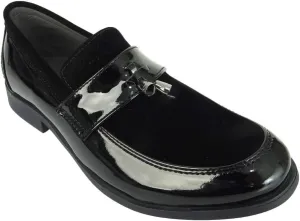 Flamingo Boys Formal Patent Leather & Suede Slip on Loafers Shoes