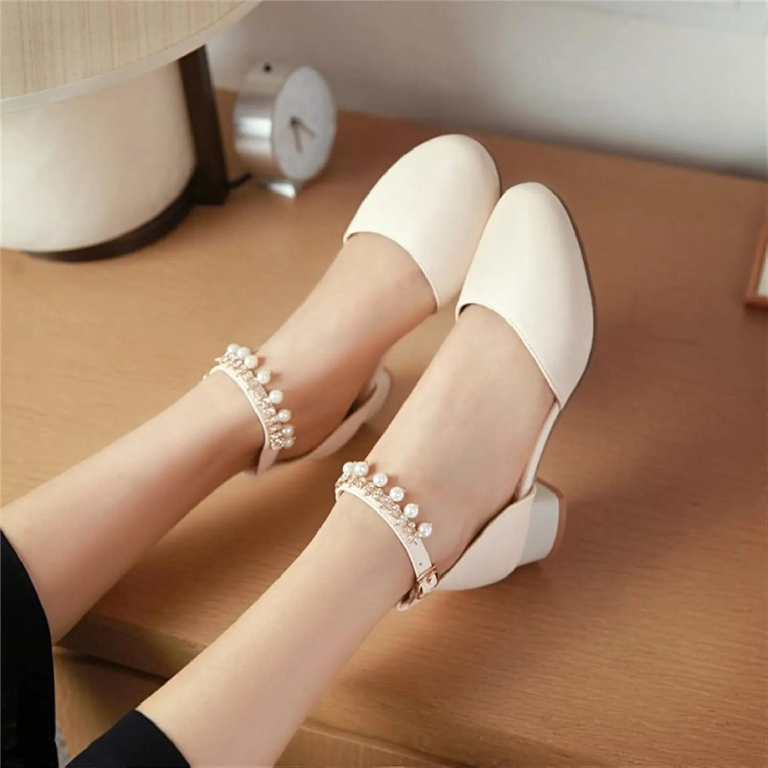 Flower Girls Mary Jane Pumps Kids Closed Toe Chunky High Heels Wedding Party Dress Shoes Princess Formal Shoes