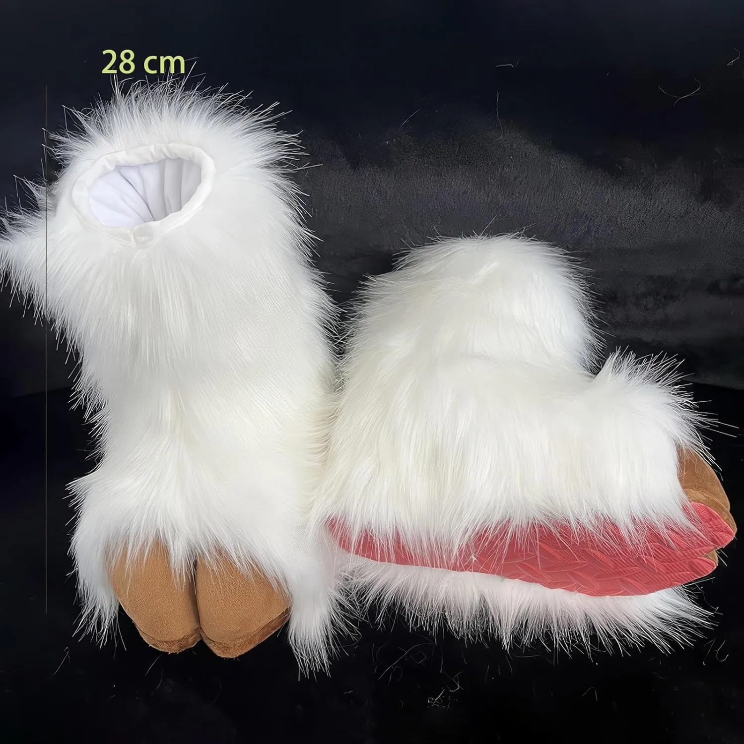 Furry Sheep Hoof Feet, Animal Cat Wolf Dog Fox Fur Clothing Paw Slippers, Fur Clothing Clothing Accessories Paw Slippers(C)