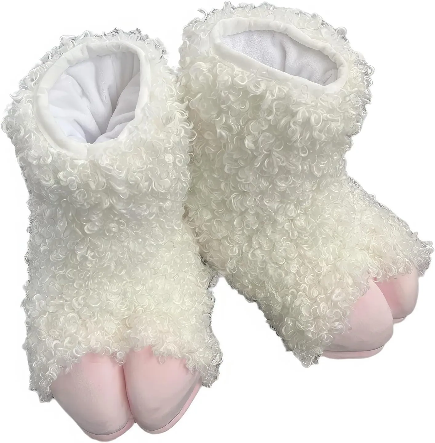 Furry Sheep Hoof Feet, Animal Cat Wolf Dog Fox Fur Clothing Paw Slippers, Fur Clothing Clothing Accessories Paw Slippers(C)