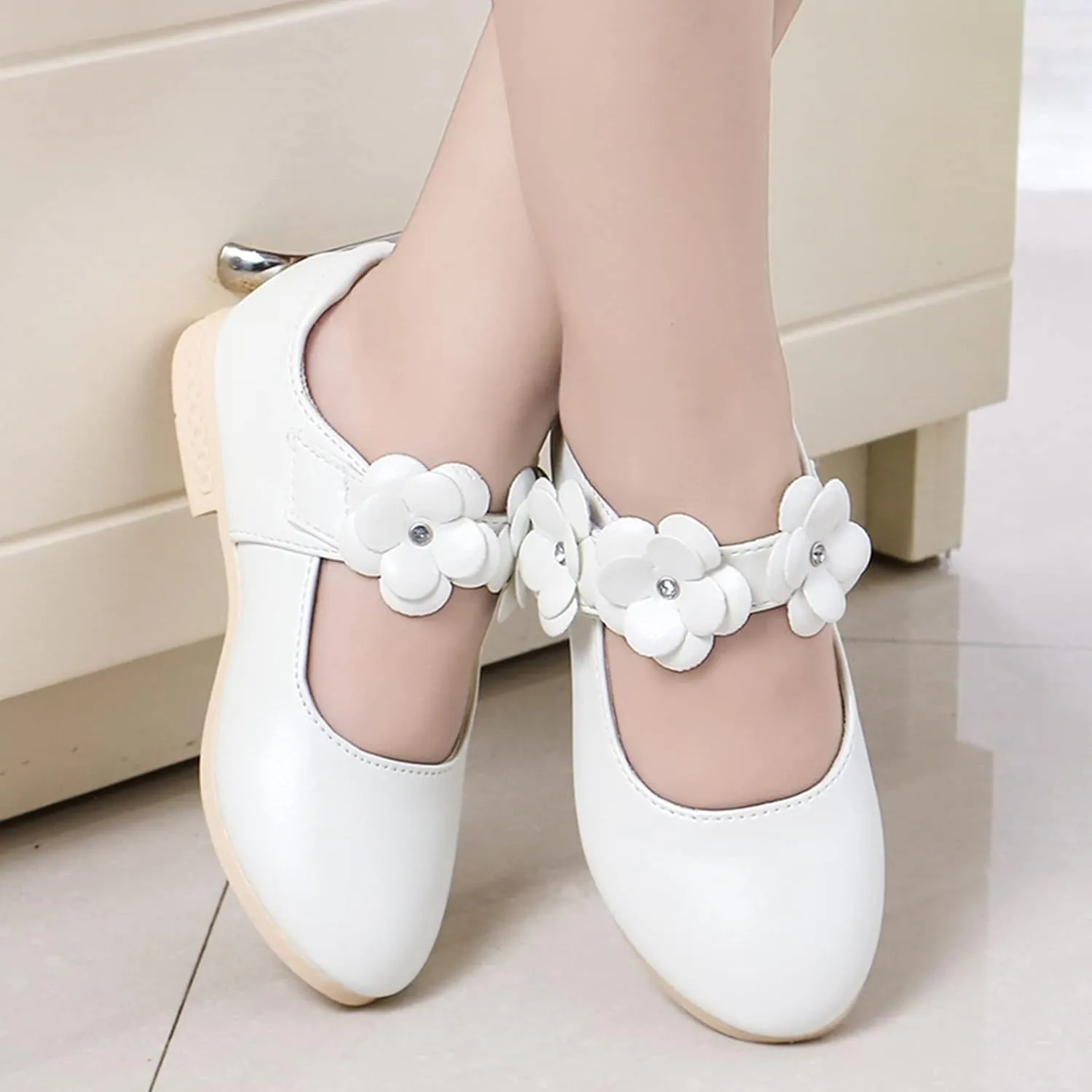 Girls Ballerina Flat?? Toddler Dress Shoes Flower Bow Mary Jane Wedding Part?? Communio?? Shoes with Flower Strap