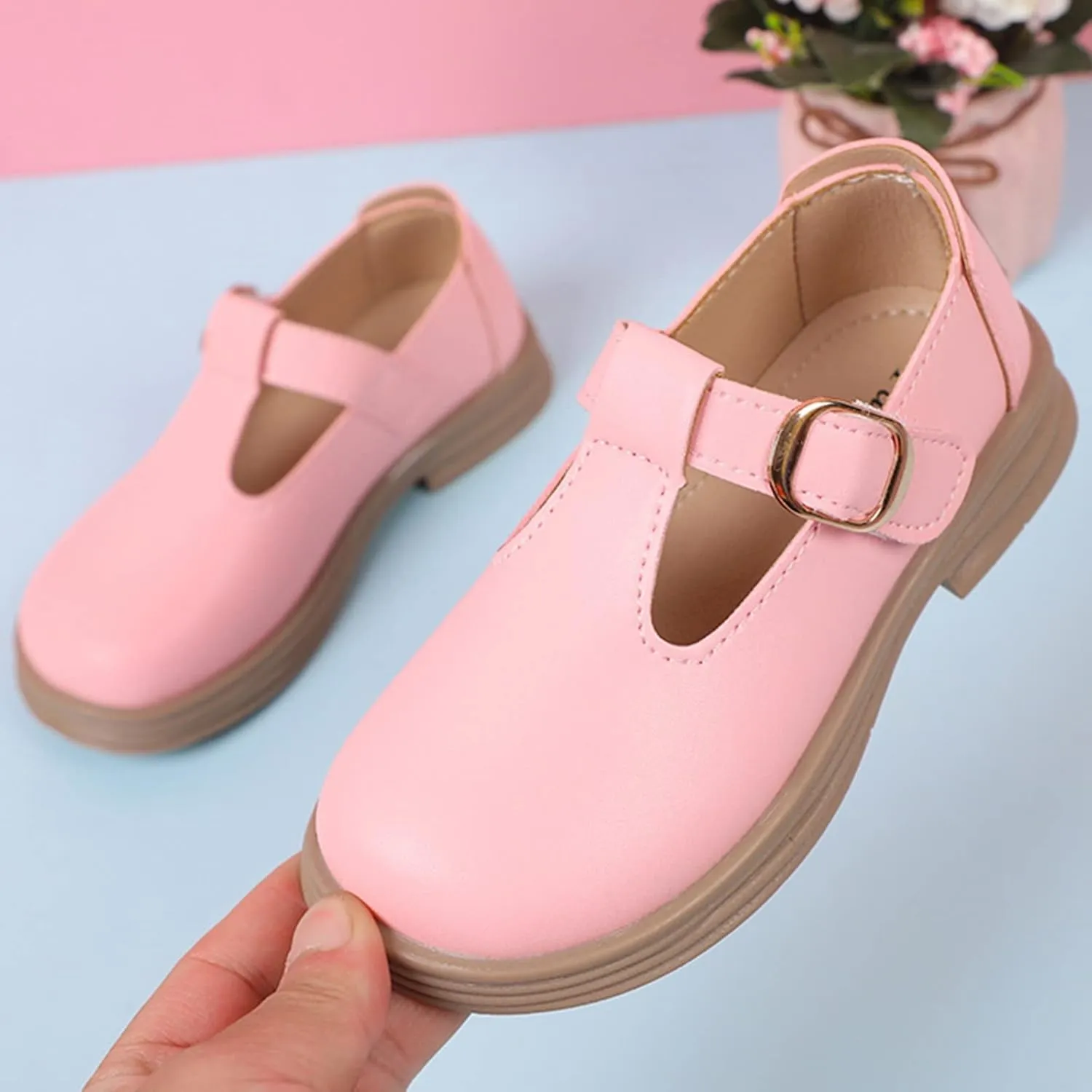 Girls Chunky Heel Mary Jane Dress Shoes School ??niform T-Strap Ballet Flat?? Toddler Sneaker Girls 12 Size Toddler