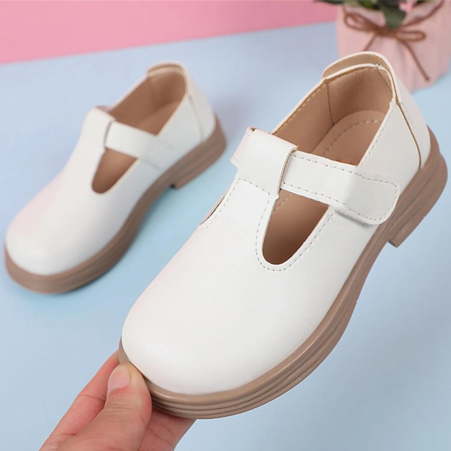 Girls Chunky Heel Mary Jane Dress Shoes School niform T-Strap Ballet Flat Toddler Sneaker Girls 12 Size Toddler