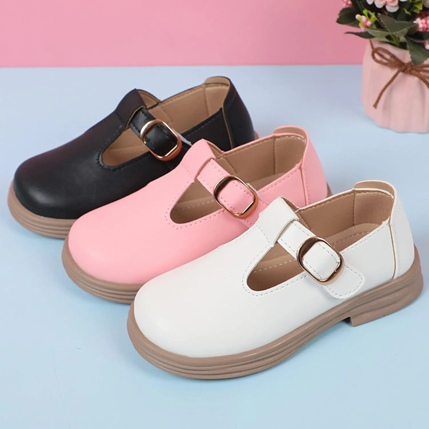 Girls Chunky Heel Mary Jane Dress Shoes School ??niform T-Strap Ballet Flat?? Toddler Sneaker Girls 12 Size Toddler