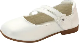 Girls Communio?? Pu Leather Dress Shoes Flower Little Kid Mary Jane Ballet Flat?? for Wedding Part?? Communio?? Shoes