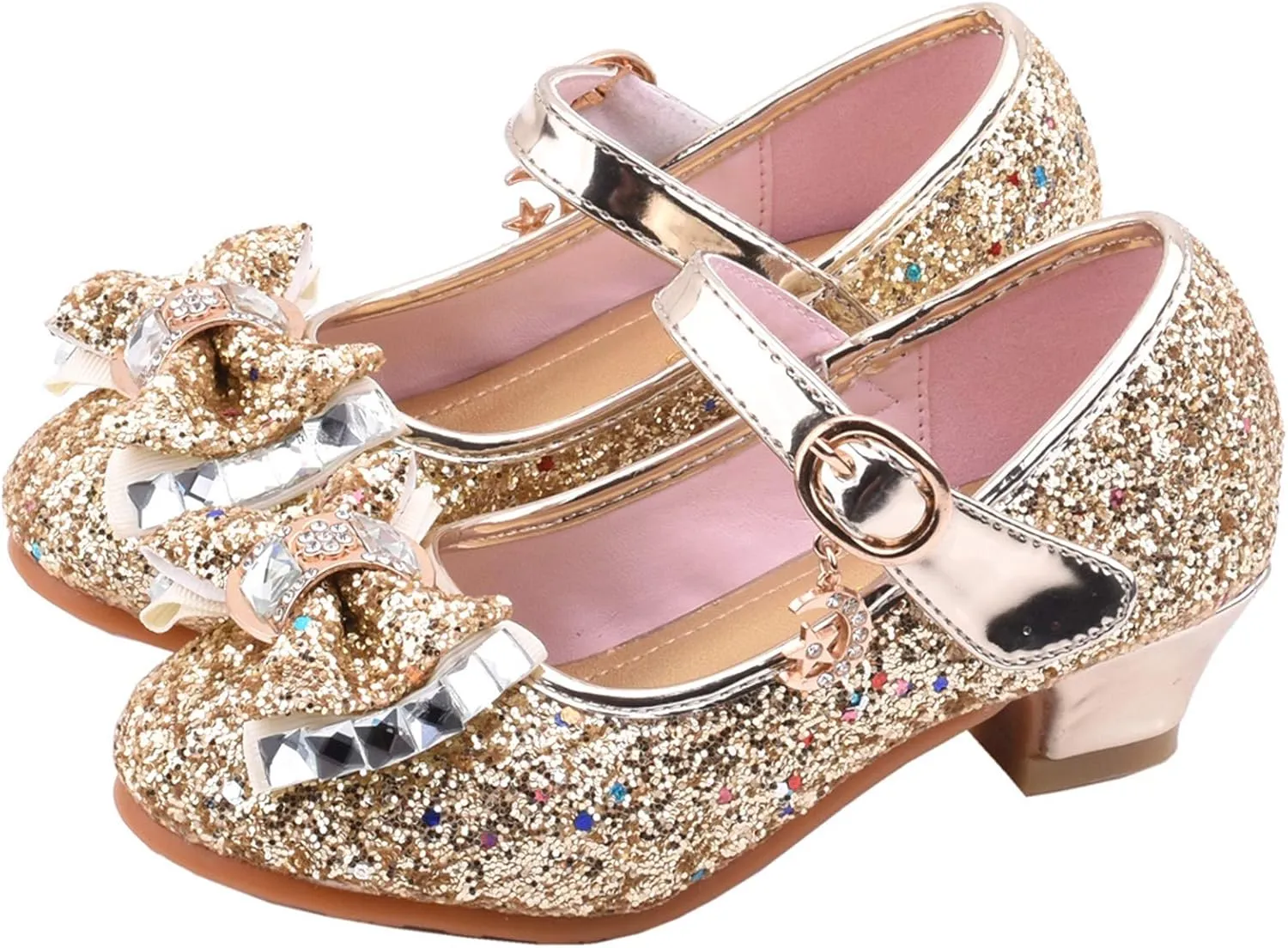 Girls Dress Shoes Low Heel Princess Flats Mary Jane Flower Wedding Party Glitter Shoes for Footwear for Toddler
