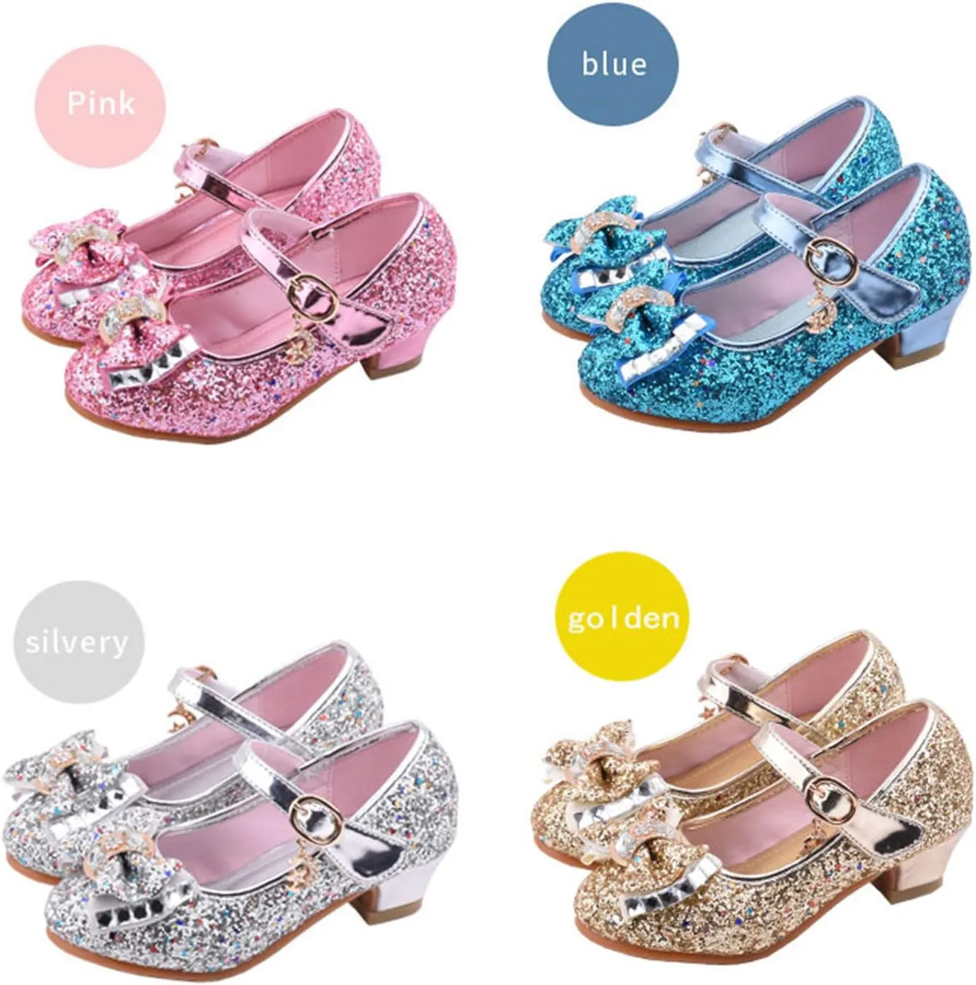 Girls Dress Shoes Low Heel Princess Flats Mary Jane Flower Wedding Party Glitter Shoes for Footwear for Toddler