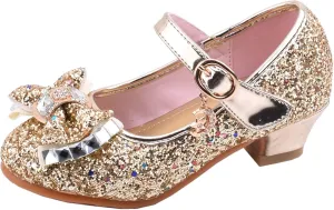 Girls Dress Shoes Low Heel Princess Flats Mary Jane Flower Wedding Party Glitter Shoes for Footwear for Toddler