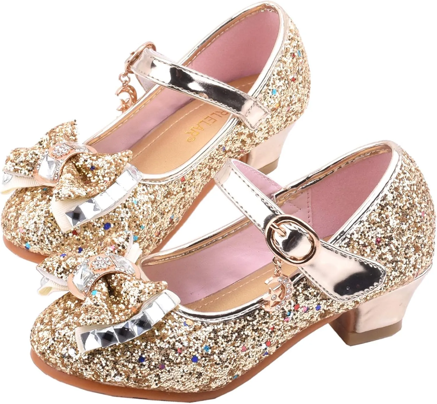 Girls Dress Shoes Low Heel Princess Flats Mary Jane Flower Wedding Party Glitter Shoes for Footwear for Toddler