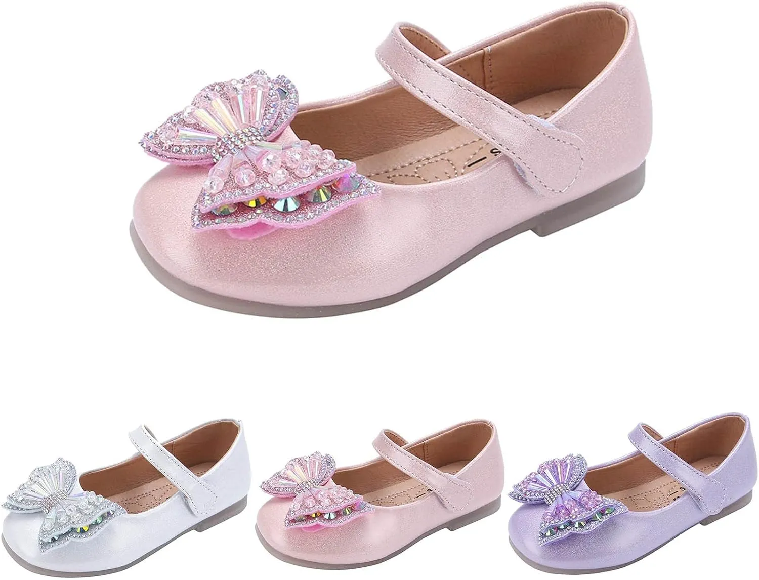 Girls Dress Shoes Sequin Bow Mary Jane Shoes Wedding Part?? Prom Flat?? Ankle Strap Sandal for Toddler