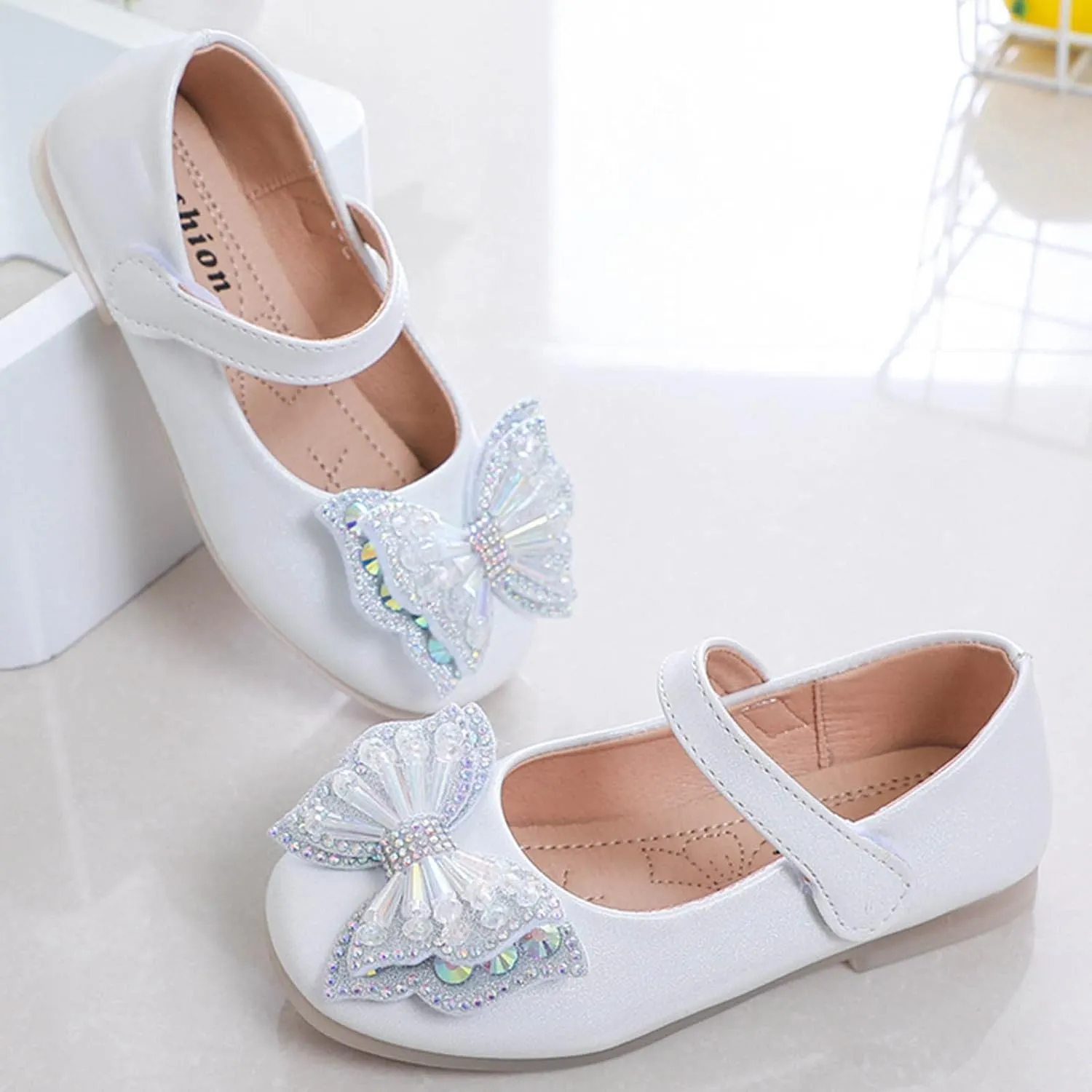 Girls Dress Shoes Sequin Bow Mary Jane Shoes Wedding Part?? Prom Flat?? Ankle Strap Sandal for Toddler