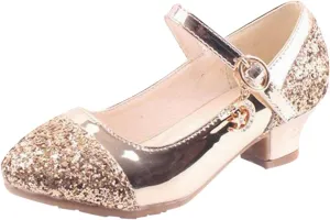 Girls Dress Shoes Toddler Princess Shoes Glitter Flower Little Girl Flat Mary Jane Low Heels for Party Wedding