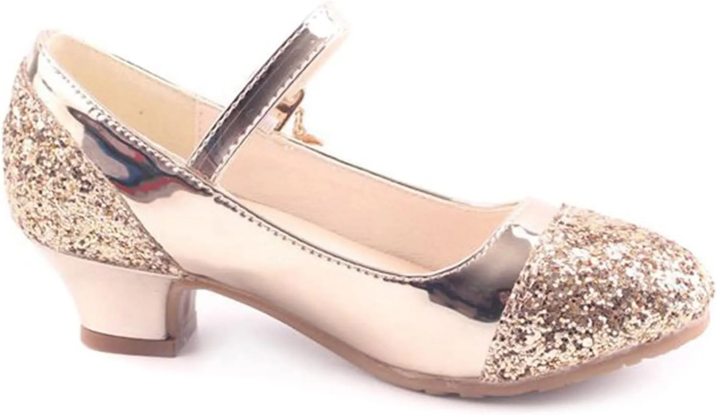 Girls Dress Shoes Toddler Princess Shoes Glitter Flower Little Girl Flat Mary Jane Low Heels for Party Wedding