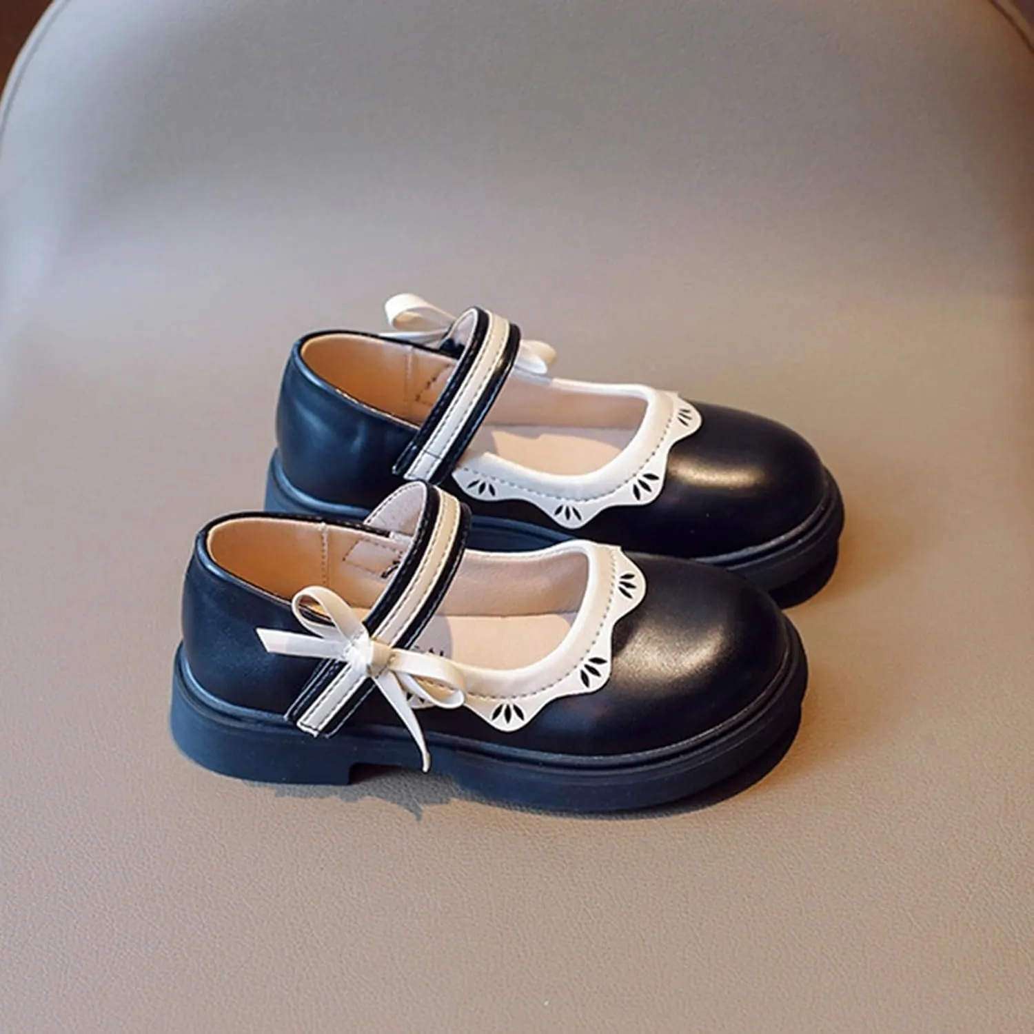 Girls Flats Mary Jane Flower Girl Dress Shoes School Wedding Party Leather Bowknot Shoes for Kids Soft Sole Sandals