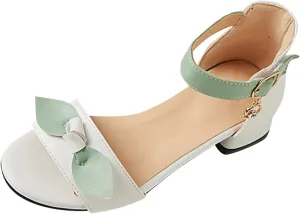 Girls Kids Dress Shoes Pumps Low Heels Flower Open Toe Sandals Flower Wedding Party Toddler Pool Slides Princess Flat