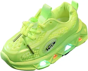 Girls Light Up Shoes Lac?? Up Non-Slip Luminous Shoes Low Top Mesh Lightweight Casual Sneaker Led Casual Shoes