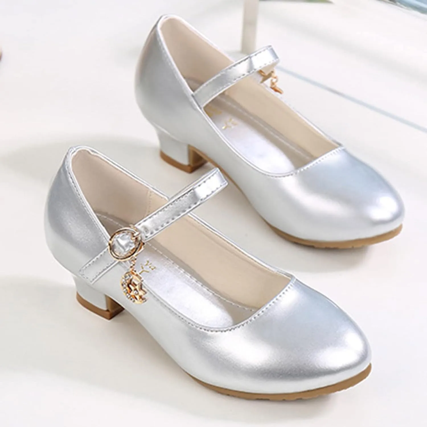 Girls Low Heels Dress Shoes with Ankle Strap Mary Jane School Wedding Pary Pump Shoes for Girl Sneaker 10