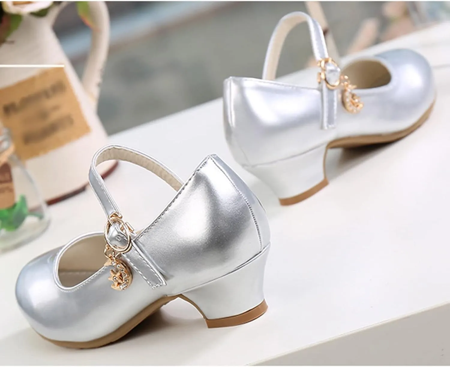 Girls Low Heels Dress Shoes with Ankle Strap Mary Jane School Wedding Pary Pump Shoes for Girl Sneaker 10
