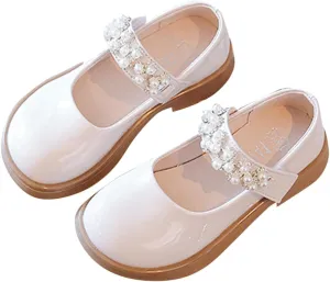 Girl's Mary Jane Dress Ballet Flats with Rhineston?? Strap for Party Wedding School Toddler Patent Leather Loafers