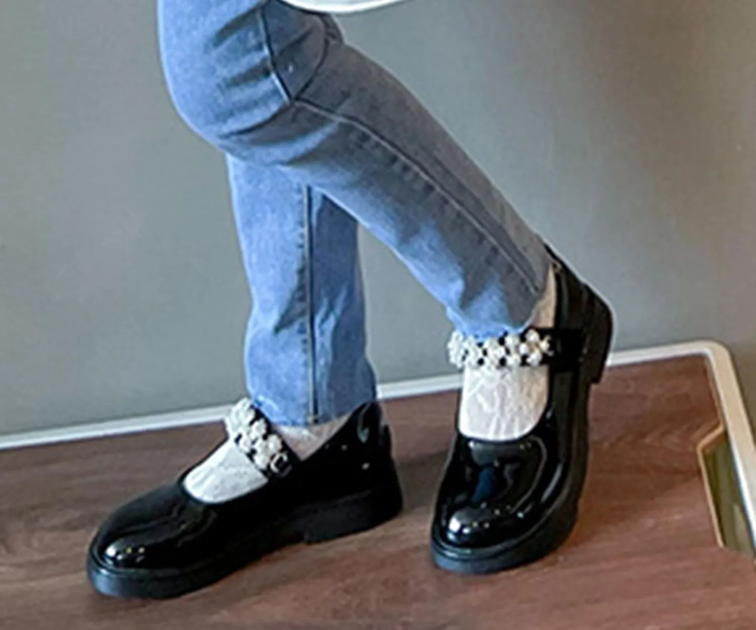 Girl's Mary Jane Dress Ballet Flats with Rhineston?? Strap for Party Wedding School Toddler Patent Leather Loafers