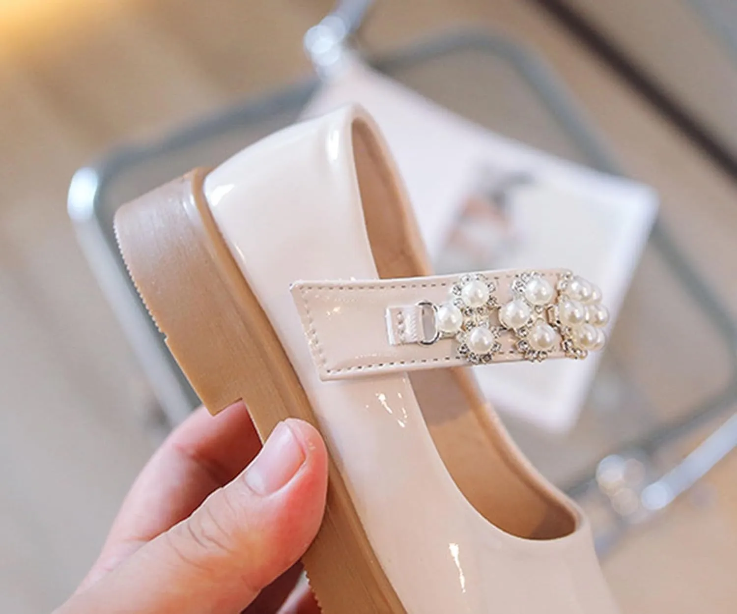 Girl's Mary Jane Dress Ballet Flats with Rhineston?? Strap for Party Wedding School Toddler Patent Leather Loafers