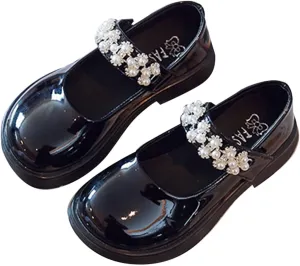 Girl's Mary Jane Dress Ballet Flats with Rhineston?? Strap for Party Wedding School Toddler Patent Leather Loafers