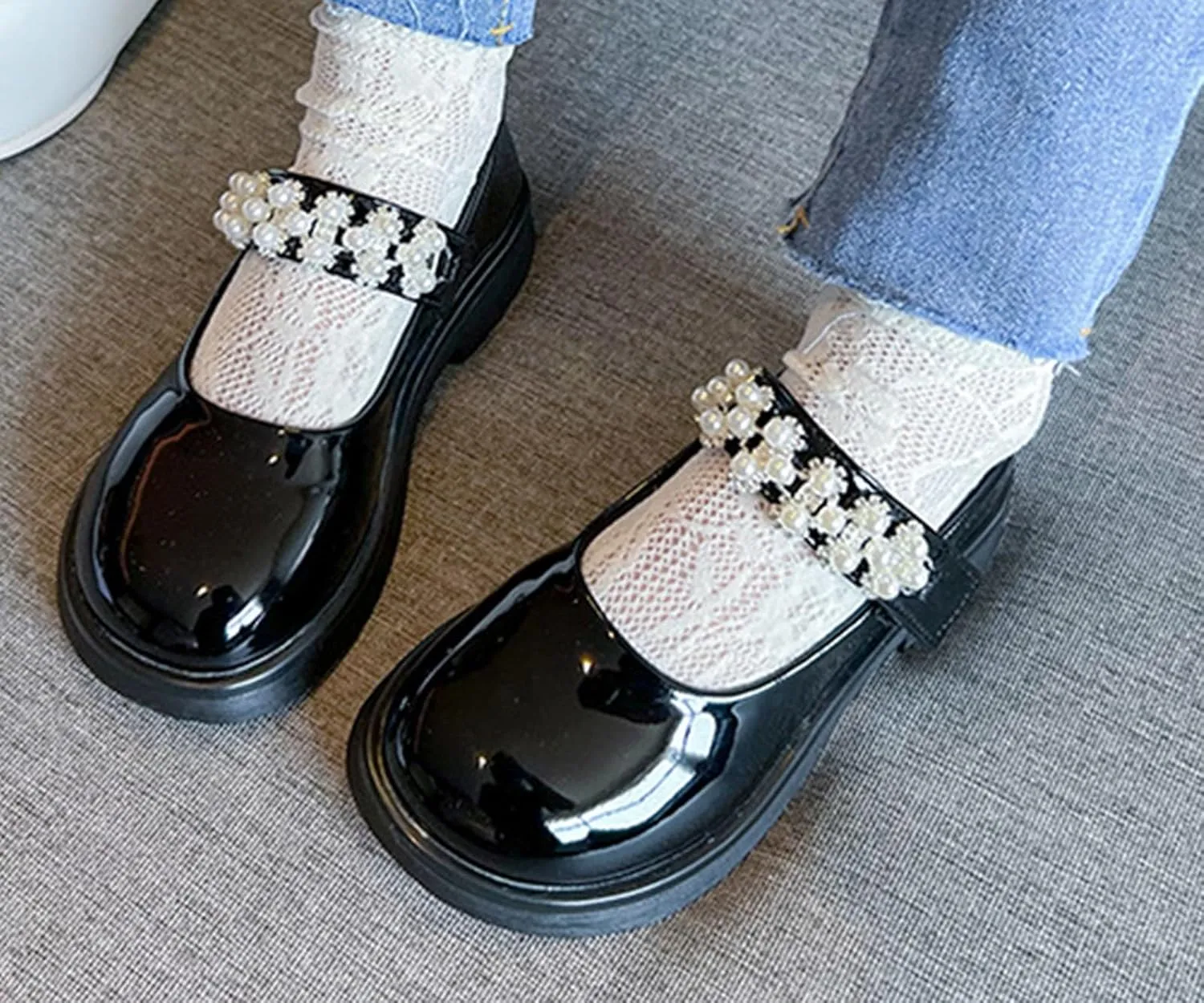 Girl's Mary Jane Dress Ballet Flats with Rhineston?? Strap for Party Wedding School Toddler Patent Leather Loafers