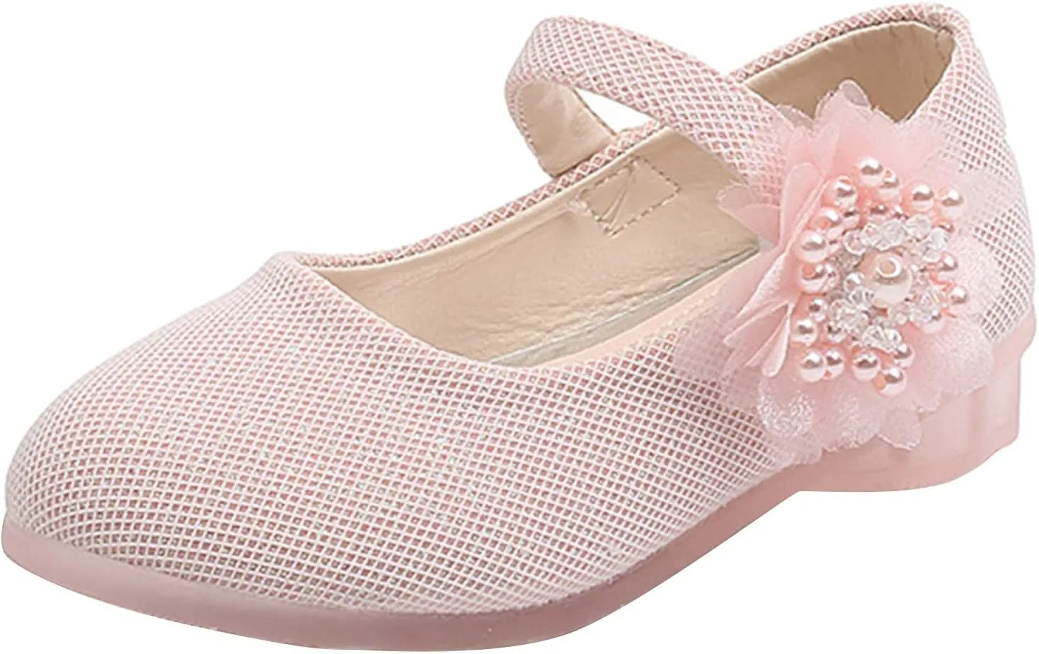 Girls Mary Jane Flat?? with Flower Strap Low Heels Toddler Dress Shoes Pump Kids White School Part?? Wedding Shoes