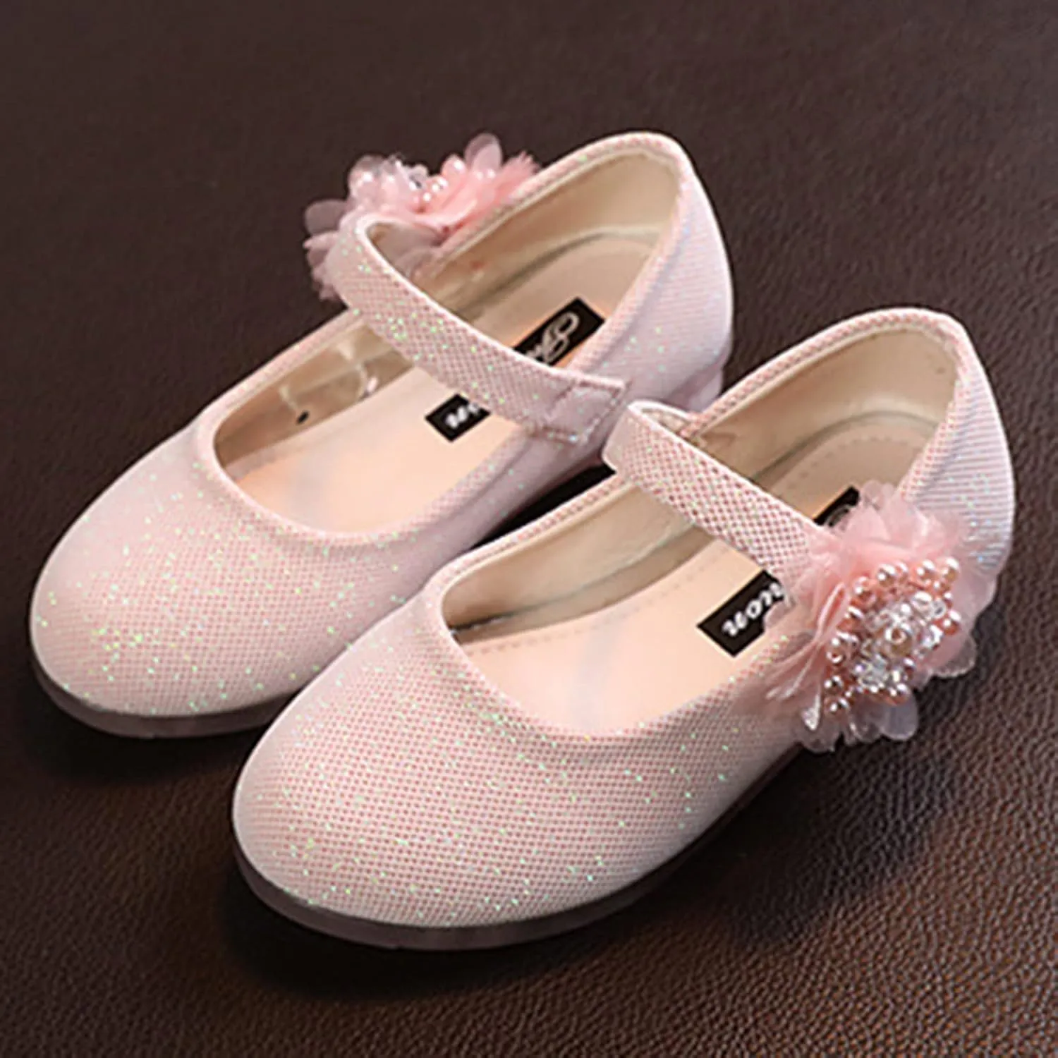 Girls Mary Jane Flat?? with Flower Strap Low Heels Toddler Dress Shoes Pump Kids White School Part?? Wedding Shoes