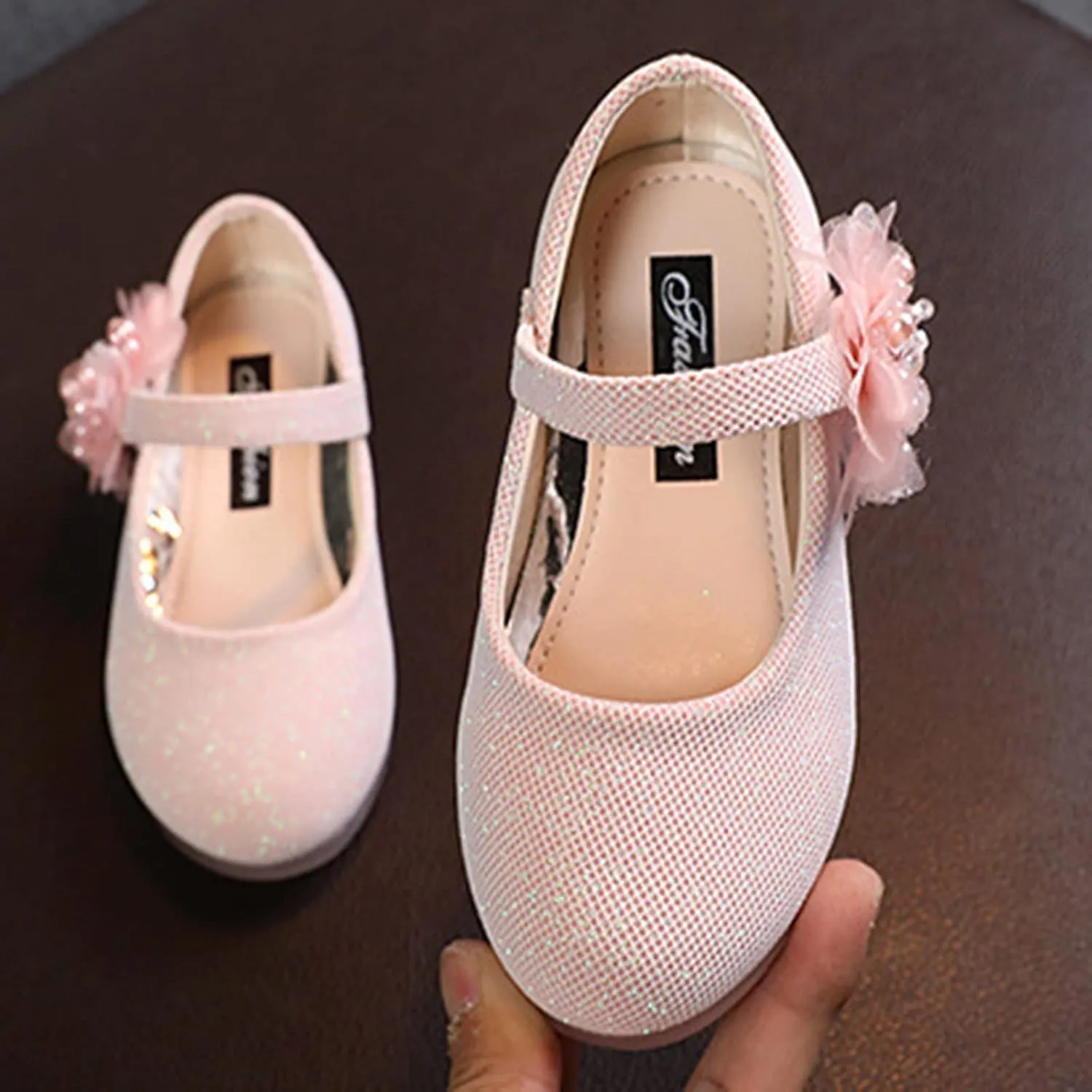 Girls Mary Jane Flat?? with Flower Strap Low Heels Toddler Dress Shoes Pump Kids White School Part?? Wedding Shoes