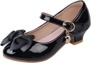 Girls Mary Jane Low Heel Dress Shoes Bows Flower Wedding School Uniform Part?? Toddler Little Kid Pump Shoes