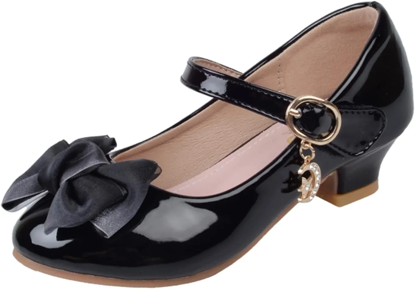 Girls Mary Jane Low Heel Dress Shoes Bows Flower Wedding School Uniform Part?? Toddler Little Kid Pump Shoes