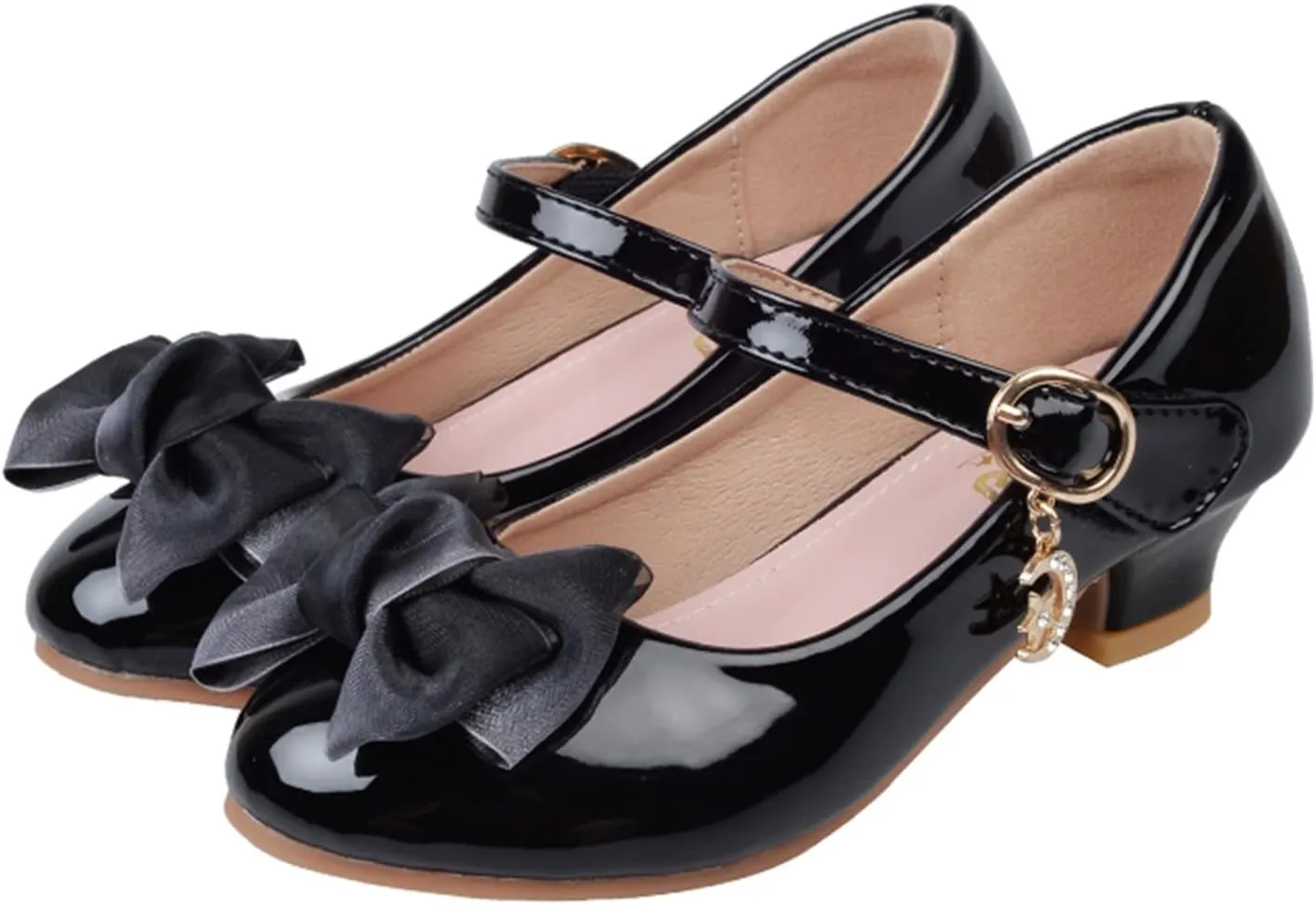 Girls Mary Jane Low Heel Dress Shoes Bows Flower Wedding School Uniform Part?? Toddler Little Kid Pump Shoes
