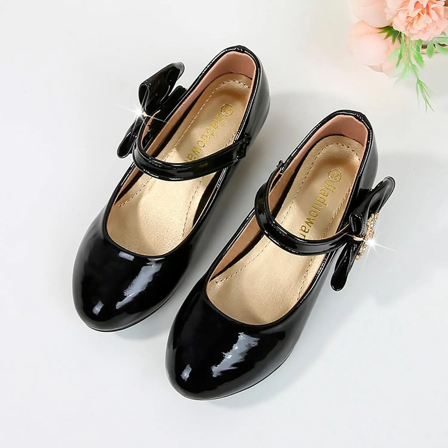 Girls Patent Leather Dress Shoes Low Heels Toddler Mary Jane Shoes Flower Girl Shoes for School Party Wedding