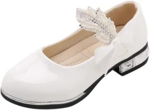 Girls PU Leather Mary Jane Ballet Flat Princess Low Heel School Wedding Pary Dress Shoes for Toddler Kids