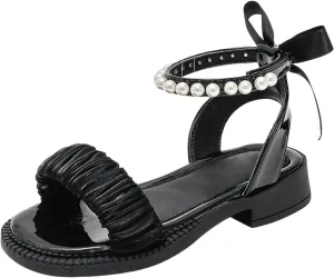 Girls Sandals Heels Dress Pump Ankle Strap Open Toe Flower Girl Wedding Cute Casual Sandals