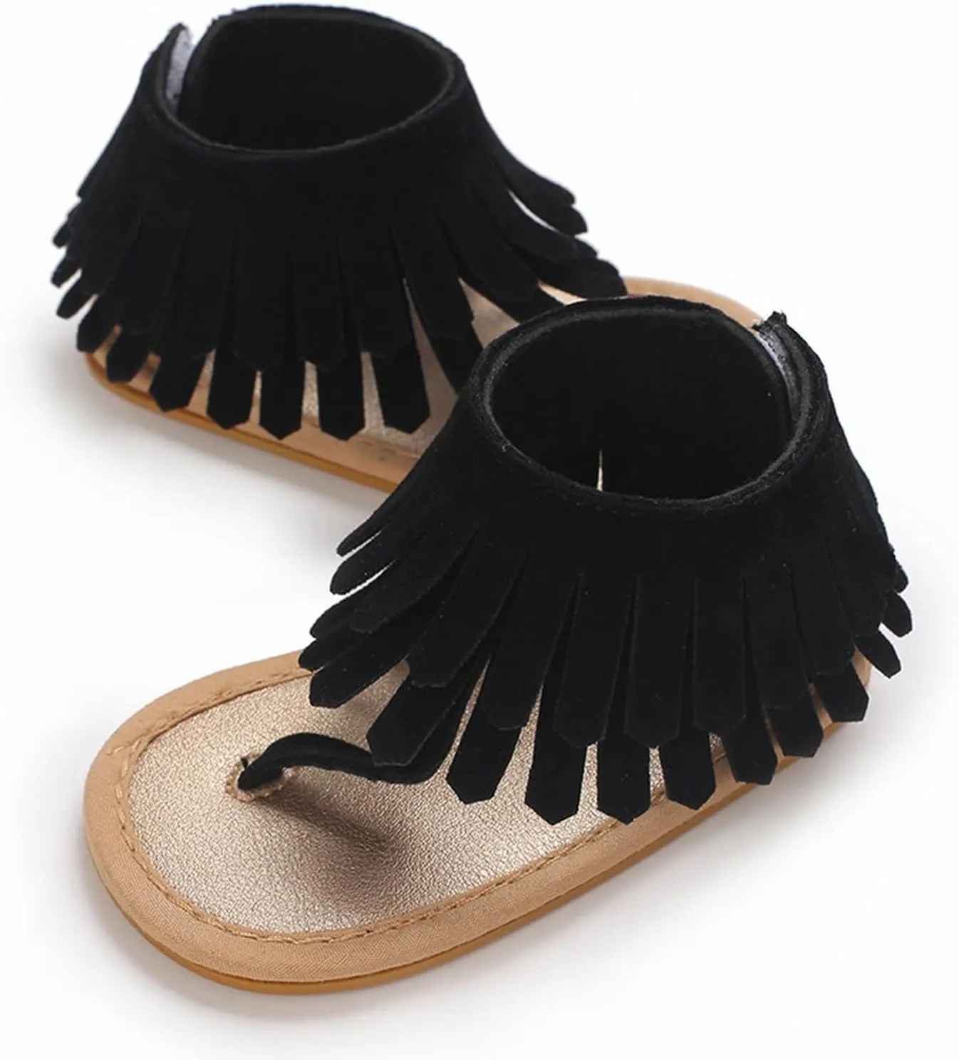 Girls Tassels Sandals Kids Open Toe Breathable Flip Flop Non-Slip Rubber Soft Sole Outdoor Shoes for Toddler Kids