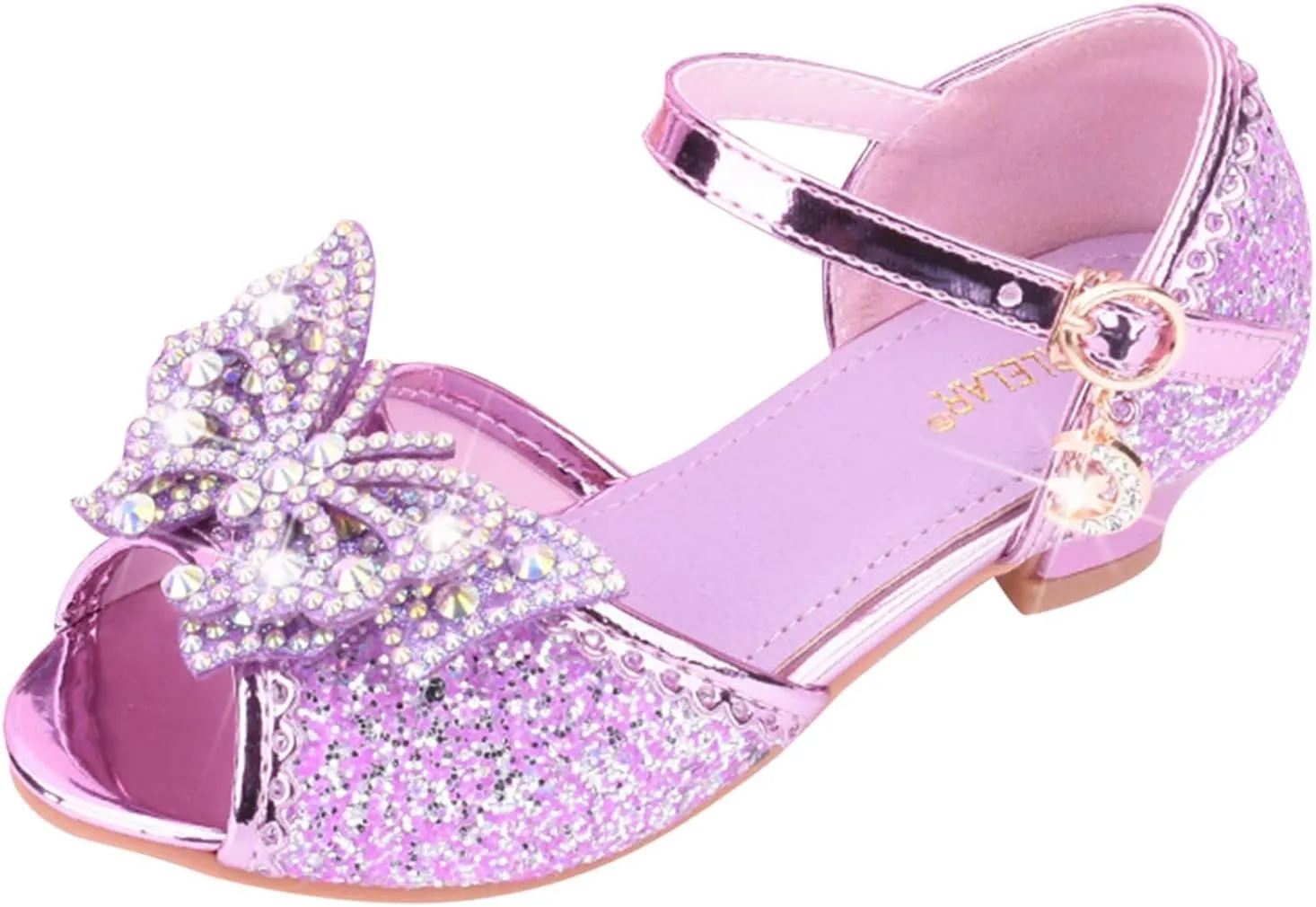 Glitter Wedding Sandals for Girls Kids Dress Shoes Mary Jane Heel Ballet Ankle Buckle Flat for School Party Sandals