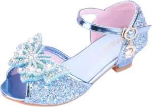 Glitter Wedding Sandals for Girls Kids Dress Shoes Mary Jane Heel Ballet Ankle Buckle Flat for School Party Sandals