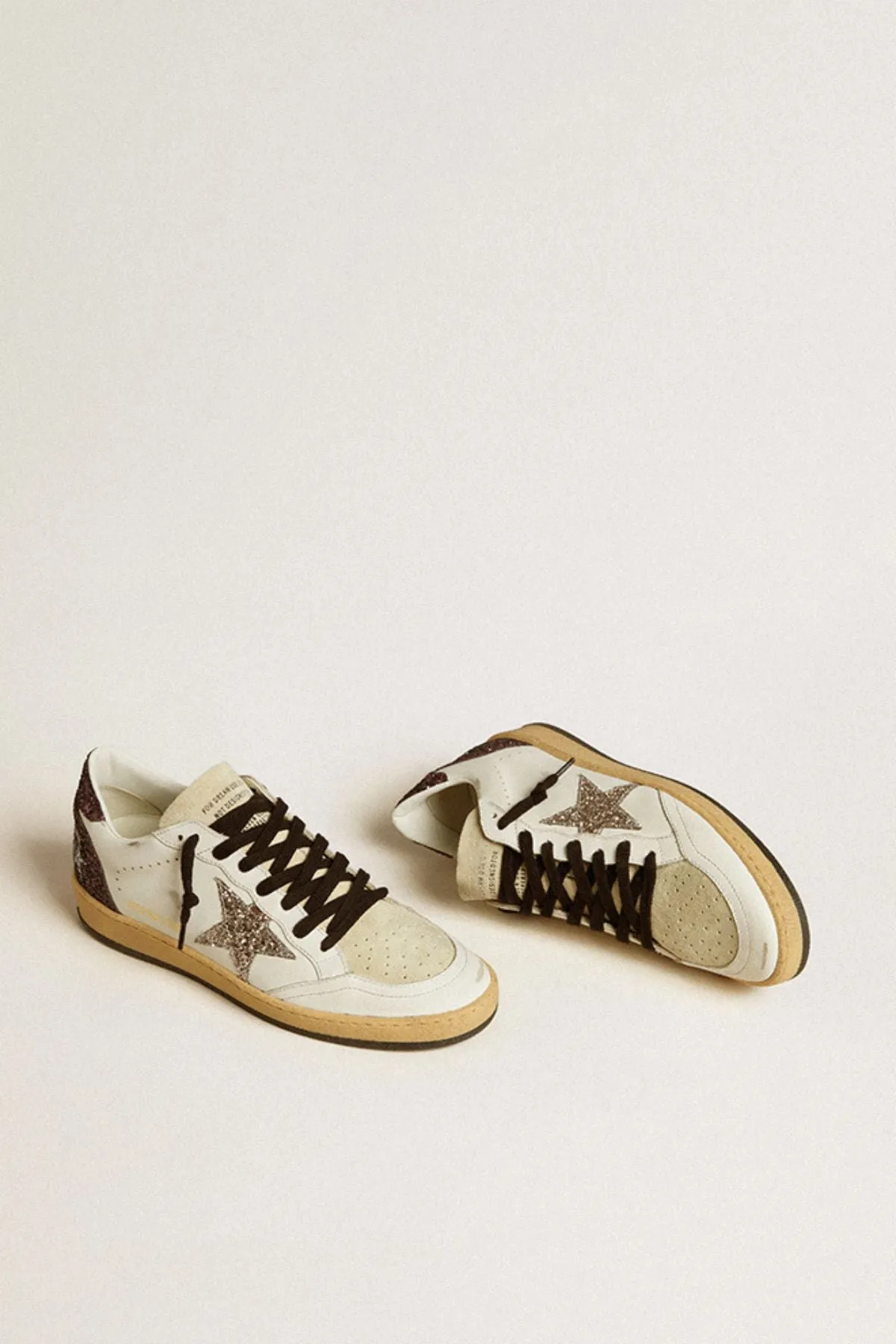 Golden Goose Ball Star Sneaker - White/ Eggnog/ Cabernet