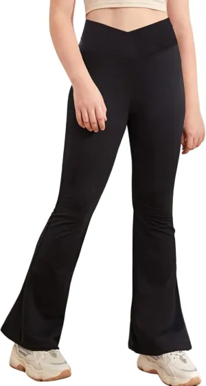 Hansber Kids Girls Jazz Hip Hop Dance Pants Loose Bootcut Gymnastics Yoga Sweatpants Trousers Bottoms